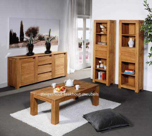 tv-meubel - Kalio - 120x56 x45 diep - 2 la - 1 open - steigerhout-teakhout-meubels