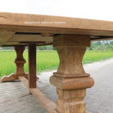 Maak los Altaar Speciaal Teakhout kloostertafel Dengkleh - 6 cm dik opgedikt blad - steigerhout -teakhout-meubels