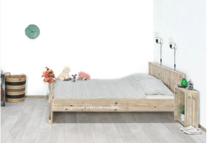 Netto Promotie Norm Steigerhouten bed Basic - steigerhout-teakhout-meubels