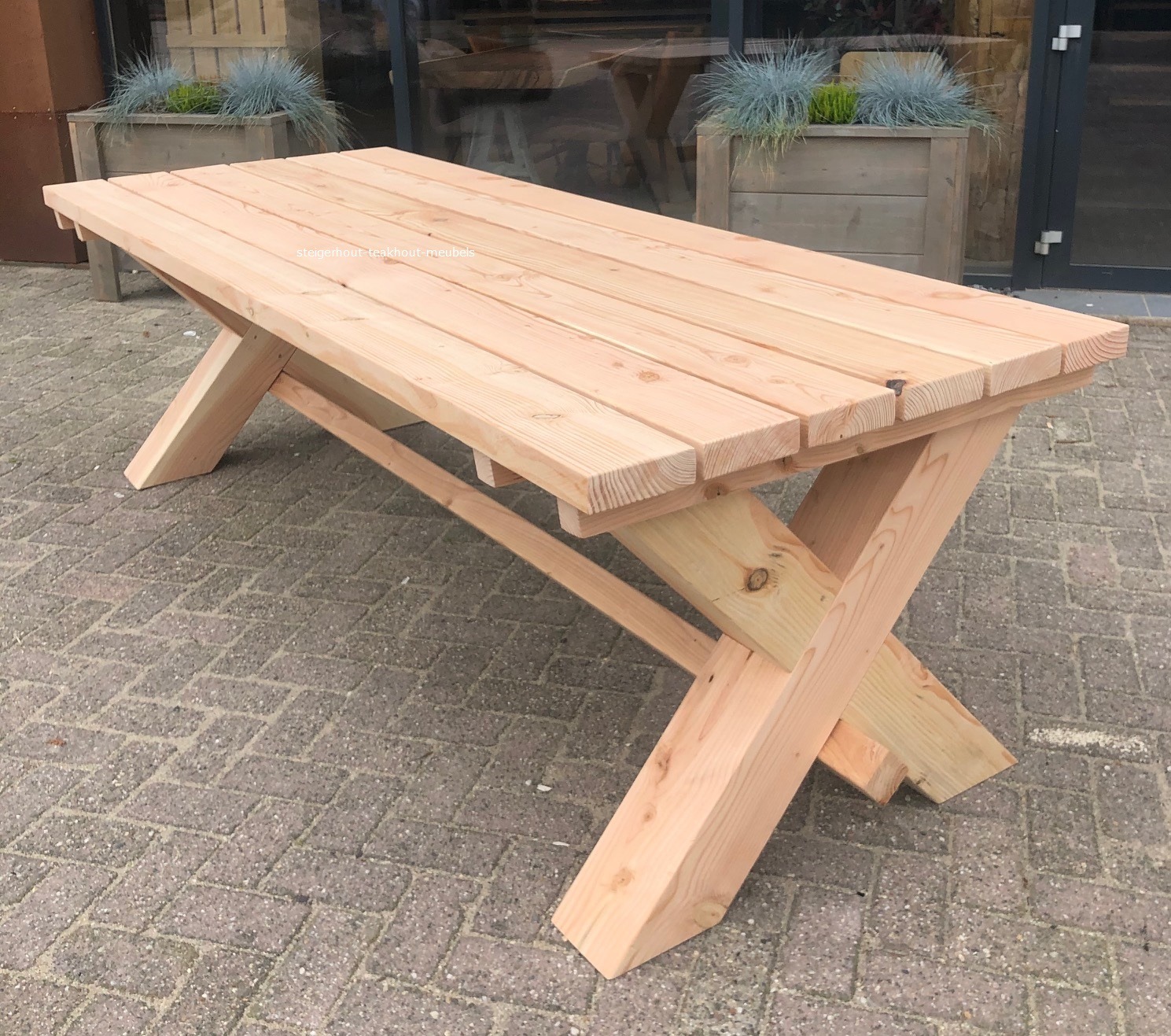 Douglashout tafel Luxe cm dik blad steigerhout-teakhout-meubels