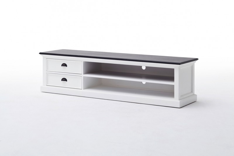 wasserette bed teugels Nova Solo - tv-meubel wit - 180x45x45h - 2 laden - 2 open vakken -  CA592-180CT - steigerhout-teakhout-meubels