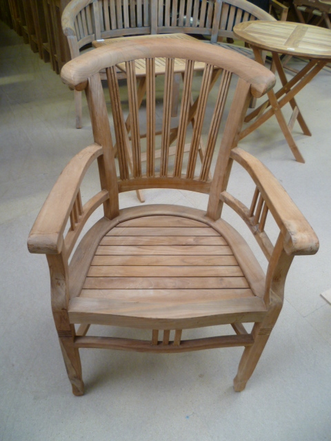 gek pit schuif Teakhout stoel - Bonaire - met armleuning - steigerhout-teakhout-meubels